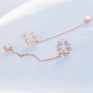 Rose gold crystal linear drop earrings